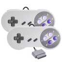 2 Pack Retro Wired Controller for SNES Original Console, kiwitat Remote Wired Gamepad Controller Compatible with SNES Super Entertainment Game Console System (Purple button)