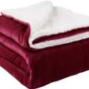 NANPIPER Sherpa Blanket Warm Blankets Super Soft Fuzzy Flannel Fleece/Wool Like Reversible Velvet Plush Couch Blanket Lightweight(Wine Red Throw Size 50"x60")