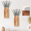 Dnnnii 2 Pack Wooden Wall Vase Set - Brown Finish Modern Farmhouse & Boho Wall Decor for Entryway, Hallway, Bathroom, Living Room, Dining Room, Narrow Spaces