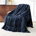 Uttermara Weighted Blankets for Adults Queen Size, 15lbs 60x80 inches Blanket with Soft Warm Plush Sherpa Fleece, Washable Thick Heavy Throw for Sleep, Anxiety and Calming, Navy Blue