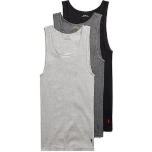 POLO RALPH LAUREN Men's Classic Fit Cotton Tanks 3-Packs (Medium, Andover Heather/Madison Heather/Black)