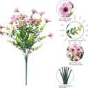 HyeFlora Artificial Flowers for Outdoor Indoor Garden Home Decoration, Faux Flower Daisy with Eucalyptus Leaves Fake Plants Greenery Boxwood Porch Patio, 12 Bundles (Pink)