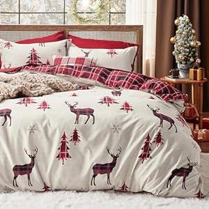 Bedsure Christmas Duvet Cover Twin - Holiday Kid's Bedding Collection Featuring a Christmas Snowflakes Pattern, Includes 1 Duvet Cover and 1 Pillow Sham (Twin, Snowflake) (Twin (68" x 90"))