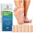 BloomLab Gel Toe Cap and Protector - 6 Big Beige Toe Covers Cushion Toe Sleeves to Provide Relief from Missing/Ingrown Toenails Corns Calluses Blisters Hammer Toes for Women & Men, Set of 4