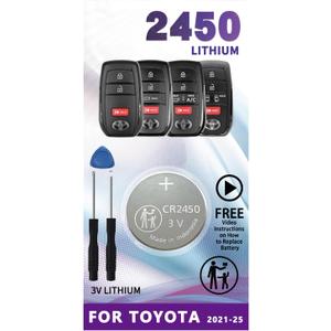 Key Fob Replacement Batteries for Toyota,CR2450 3V Lithium Batteries,for Sienna, Corolla Cross, RAV4 Prime, Venza, Prius, Tundra, Grand Highlander, Tacoma, Crown, Sequoia, bZ4x Smart Proximity Remote