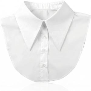 Fake Collar White Detachable Collar for Women, Elegant Formal Faux Blouse Collars, Big Pointed False Cotton Collars Shirts Half Shirt, Versatile Layering Accessories for Dresses, Suit, Outfits (White)