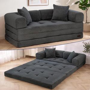 MAXYOYO Convertible Sofa Bed, Floor Sofa Couch with L-Shaped Backrest, Loveseat