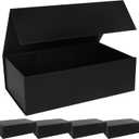 LFBOX Black Gift Box with Magnetic Lids 13.8x8.3x4.4 in, Large Bridesmaid Groomsman Proposal Boxes, Rectangle Storage Box 5 Pack