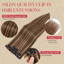 Rich Choices Short Clip In Hair Extension Real Human Hair-Single Clip Hairs Extension for Women 6PCS-Mini Clip in Hairpieces for Thin Hairs-12 Inches #2RP6 Chocolate Brown Highlight Light Brown