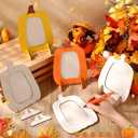 2 x Geelin Thanksgiving Wooden Pumpkin Photo Frame Crafts Fall DIY Picture Frames Bulk for Thanksgiving Home Table Tabletop Decorations(6 Pack,Novelty)