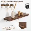24 Inch Floating Shelves, Solid Wood Wall Shelves, 8 Inch Deep Floating Shelf for Bathroom, Bedroom, Living Room, Kitchen, Home Decor & Storage, Heavy-Duty Wooden Shelf Wall-Mounted, Set of 2