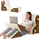Hansleep Bed Wedge Pillow Set for After Surgery 6PCS, Post Surgery Pillow for Sleep Apnea and Acid Reflux Relief, Adjustable Reading Pillows Back Support with Memory Foam, Beige, 23", 6pcs-23.6x27''