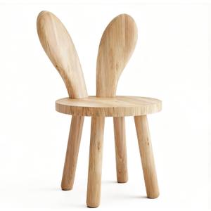 Bunny Chair for Ages 1.5-4 - Small Toddler Wooden Chair with 9.25" Seat Height, Solid Wood Rabbit Stool for Nursery, Playroom & Low Tables, Mini Kids Furniture - 1 Pack