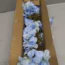 Hollyone 6 Pcs Blue Hydrangea Artificial Flowers Heads with Stems Silk Faux Hydrangea Blue Fake Flowers for Home Indoor Outdoor DIY Floral Wedding Flower Bouquets Kitchen Table Centerpiece Decor
