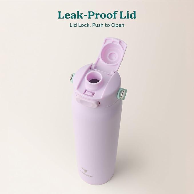 REDUCE Aura Vacuum Insulated Water Bottle - Leak-Proof & Chug Spout for Quick Hydration - Keeps Drinks Cold for 30 Hours - Removable Handle for Travel or Gym - Soft Sit Base - Lilac Bud