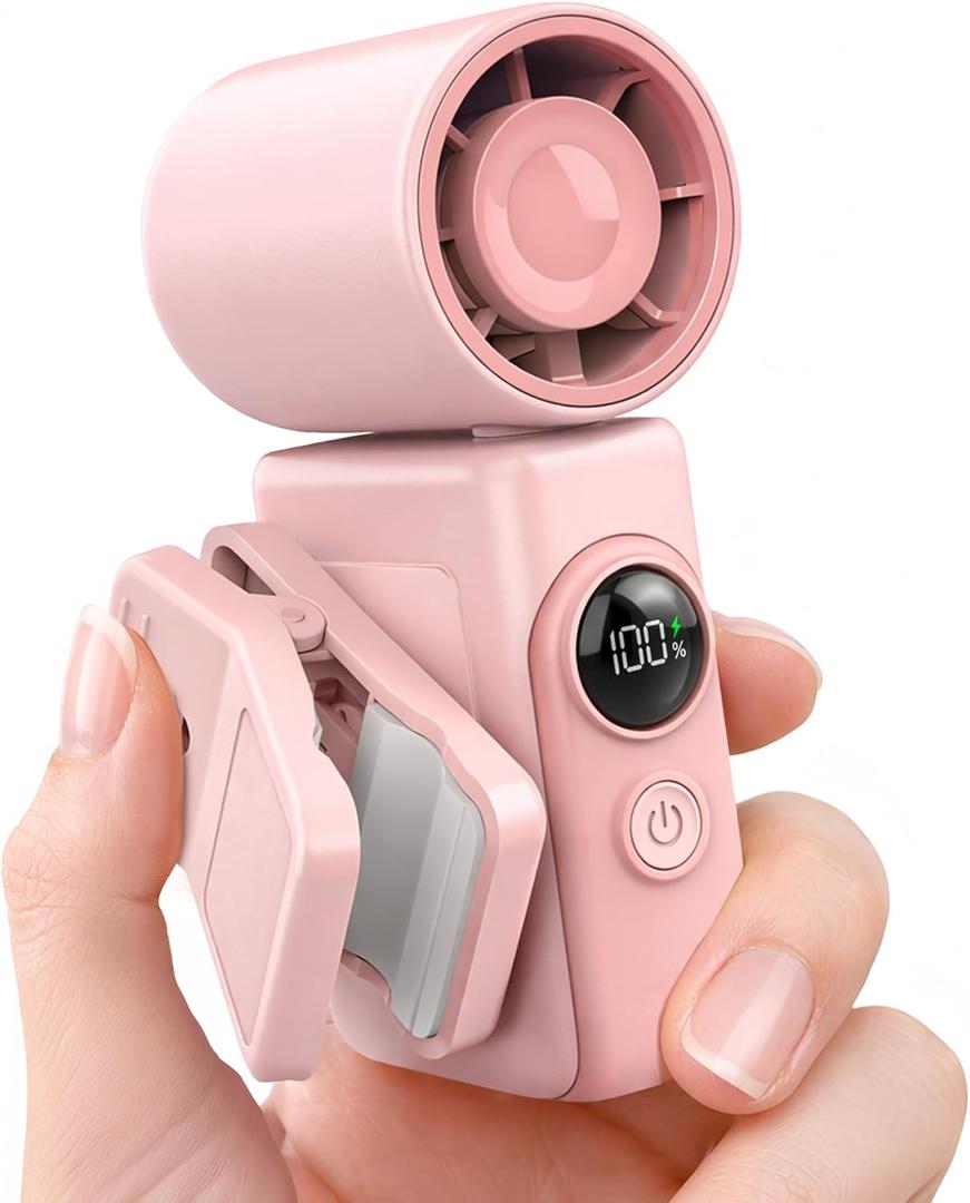 Hotsales Clip-On Portable Fan, 13500 RPM Rechargeable Handheld Mini Fan with LED Display, 360 Rotating Detachable Clip, Stroller Fan for Baby, Compact Travel Essentials/Lash, Summer Gifts for Women