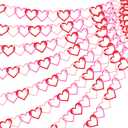 4 Pcs Felt Heart Garland 8.2 ft 200 Heart Valentines Day Garland Pre Strung No DIY Red and Pink Banner Valentines Decoration for Party Mantel Bedroom Engagement Anniversary Party Supplies
