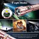 WdtPro LED Rechargeable Flashlight 2 Pack, 3 Modes Super Bright High Lumens Flashlights, Zoomable Tactical Flash Light with LCD Display, IP65 Waterproof Flashlights for Home Emergency Camping - Pink