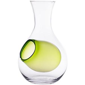 Urban Tokyo Japanese Cold Sake Wine Glass Decanter 12 fl oz Sake Bottle with Ice Cavity Pocket For Home or Restaurant Use (Green Pocket Cavity)