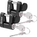 RETRUE Trailer Tongue Coupler Lock with Cap, Trailer Hitch Lock,Dia 1/4 Inch, 3/4 Inch Span for Tow Boat RV Truck Car's Coupler, Black(Pack of 2)