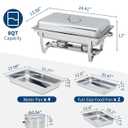 GarveeHome Chafing Dishes for Buffet 4 Pack, 8 Qt Stainless Steel Chafers and Food Warmers Sets with 6 Food Pans, Rectangle Chafing Dish Buffet Set for Catering Wedding Party, Silver