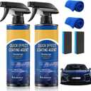 2PCS Car Coating Spray, Quick Effect Coating Agent, Quick-Advanced Car Acting Coating Agent Spray, Coat Car Wax,Car Scratch Wax Coating, Oil Film Emulsion Glass Cleaner
