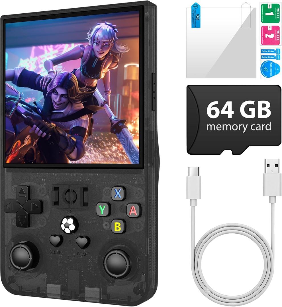 R36MAX Retro Handheld Game Console, Black