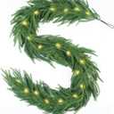 9FT Christmas Garland with DIY Lights, Norfolk Pine Garland, Christmas Garland for Stairs Railing, Real Touch Indoor/Outdoor Decor for Table, Mantel, Wall, Premium Christmas Decor