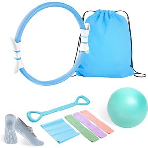 Luscinia Pilates Kit,Home Pilates Ring Kit for Women,Pilates Equipment Ring and Ball Set with Pilates Ring, Pilates Ball, Resistance Bands, Figure 8 Band & Accessories Pilates Starter Kit
