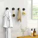 STWWO Suction Cup Hooks for Shower, Heavy Duty Towel Hooks for Bathroom Walls No Damage, Modern Shower Suction Hooks for Kitchen Wall, Glass, Mirror, Tile, Hanging Towels Robes, Black (2 Pack)