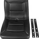 Universal Tractor Seat Black, Heavy Duty 220lb Capacity w/Drainage Hole & Slide Rails for Forklifts Tractors Mowers
