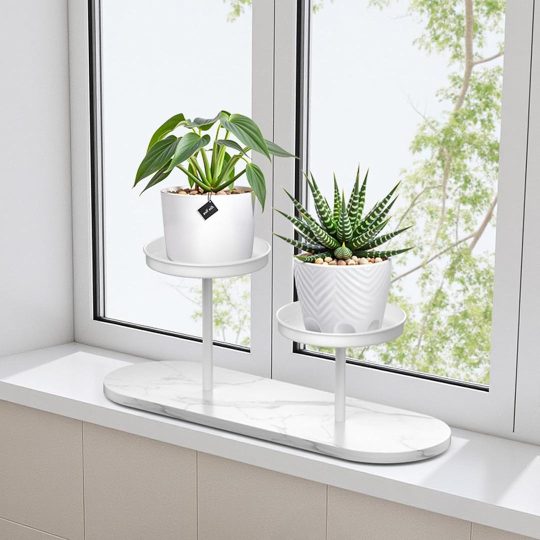 Window Sill Plant Shelf, 2-Tier Window Shelf for Plants, Window Plant Shelves, Desk Tabletop Windowsill Plant Display Stand for Living Room, Balcony, Kitchen