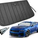 PAIMOHO Thickened Windshield Sun Shade for Ford Mustang 2015-2026 | Accordion Front Window Sunshade Aluminum Reflective UV Protection Shield, Foldable Sun Visor with Storage Bag Car accessories
