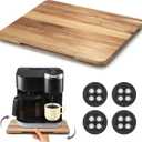 Appliance Slider Acacia Wood 360° Rolling Sliding Tray for Coffee Maker Countertop with Wheels Coffee Pot Slider Rolling Tray Appliances Mat Easily from Under The Cabinet,Natural 11.6"×13.9"