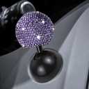 Wuyaoyao Bling Car Push to Start Button Rocker, Joystick Engine Start Stop Button Cover, One-Touch Start Button Cover with Rocker Lever, Crystal Rhinestone Decorative Car Accessories(Full Purple)