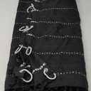 MitoVilla Boho Extra Long Shower Curtain 72 x 84, Black 84 inch XL Cotton Linen Tassel Fabric Shower Curtain Set with Hooks for Vintage Country Farmhouse Bathroom Decor, Thick & Wrinkle Resistant