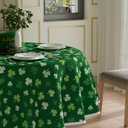 XCHI Green Shamrocks St. Patrick's Day Tablecloth Round Table Cloth Washable Table Covers for Indoor Dining Home Party Decorations 70x70 Inch