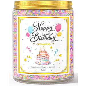 Birthday Candles Gifts for Women, Birthday Gifts for Women Men, 9 oz Happy Birthday Candle with Vanilla Birthday Cake Scent, Women Friendship Ideas