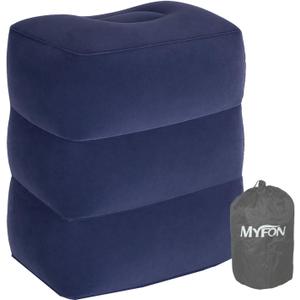 Inflatable Travel Foot Rest Pillow, Adjustable Height Leg Rest Pillow for Cars, Home, Office, Trains, Airplane, Make a Flat Bed for Baby, Kids, Toddlers, Blue, 1 Pack