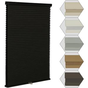 MYshade Cordless Blackout Window Blinds & Shades Pull Down Room Darkening Window Shades Light Blocking Honeycomb Cellular Shade for Indoor Windows Easy to Install 28 inch Wide, H64 Black Blinds