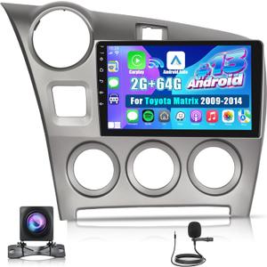 [2+64G] NHOPEEW Car Stereo for Toyota Matrix 2009-2014 -with Wireless Carplay and Android Auto - 9 Inch Touch Screen Android Car Radio - DSP/WiFi/GPS/SWC/Bluetooth + AHD Backup Camera
