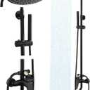 All-Metal Outdoor Shower Fixture,3 Functions Handle Tub Rainfall Shower Faucet Sets with Dial Thermometer Brass Valve, Black Exposed Shower System with 10'' Rainfall Shower Head Adjustable
