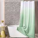YI & ZE Green Ombre Shower Curtain Sets for Bathroom Accessories Fabric Polyester Waterproof Modern Shower Curtain Liner with 12 Hooks W72xL72