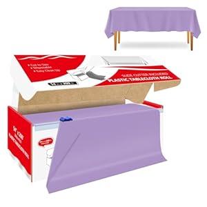 Xnluothsk 54 Inch x 200 Feet Lavender Plastic Tablecloth Roll Cut to Size Disposable Table Cover with Cutter Box Plastic Table Cloth for Party, Wedding, Birthday