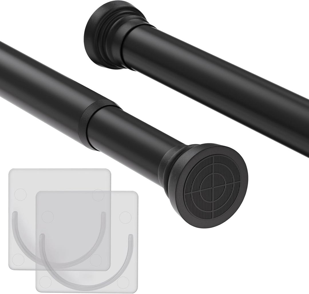 Goowin Shower Curtain Rod, 31.5-65 inch No Drill Tension Curtain Rod, Anti-Slip No Rust Tension Shower Curtain Rod for Bathroom, Window, Room Divider, Closet, Chrome