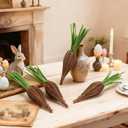 Yookeer 4 Pcs Easter Carrot Decor Rattan Rustic Brown Carrot Fake Faux Artificial Carrots Wooden for Spring Easter Baskets Filler Fireplace Tiered Tray Table Centerpiece for Farmhouse Home DIY Crafts