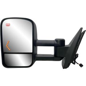 Driver Left Side Door Towing Mirror Power and Heated with Signal Light on Glass Textured Back Cover For Chevy Silverado Sierra 1500 2500 3500HD from 2007 to 2013