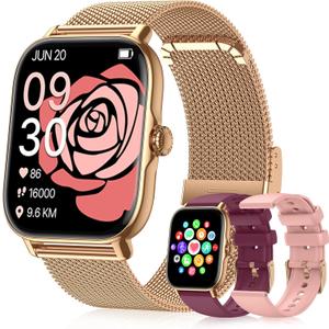 Smart Watches for Women Men, Steps Counter Fitness Tracker Watch for Android iPhone with Sleep Calorie Monitor and 110+ Sports, IP68 Waterproof, Pedometer Smartwatch (Gold, 1.91)