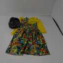 Old Lady Costume for Girls, 100th Day of School 4 Pcs Granny Grandma Set Outfit Wig for Kids Dress Up 4-10 Years, 4-6 Y