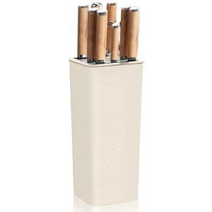 NEWE Knife Block Holder without Knives, Universal Kitchen Storage Stand with Wavy Slots to Protect Blades, Small Space-Saving Knife Organizer for Countertop, Detachable for Easy Cleaning